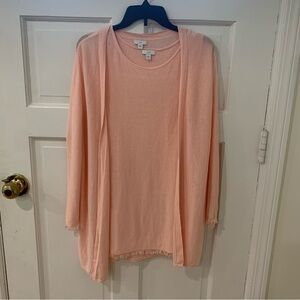 J. Jill Women’s Linen Blend Cardigan Tank 2 Piece Set Fringe Detail Size Large